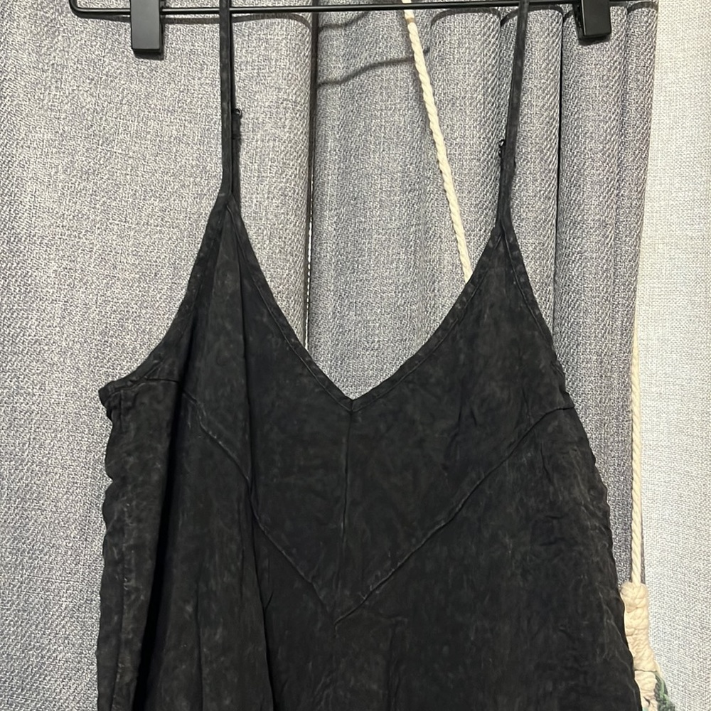 Black tie dye spaghetti strap oversized dress